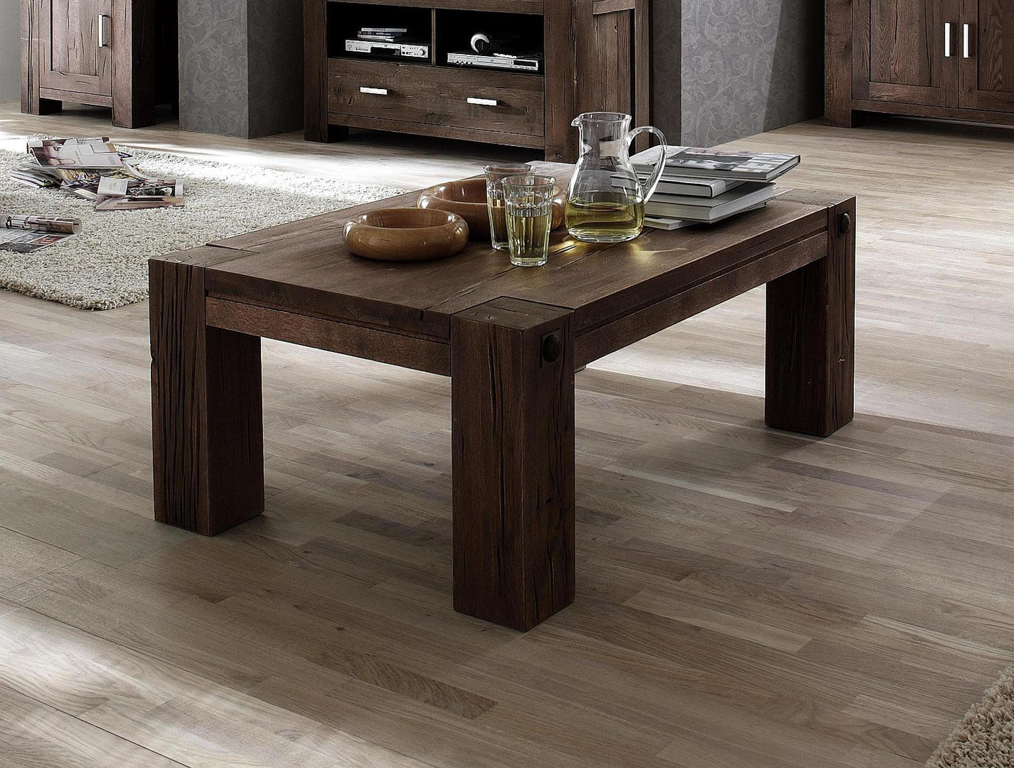 
                  
                    Couchtisch Eiche massiv 120 x 70 cm Räucheröl-Optik Braxton
                  
                