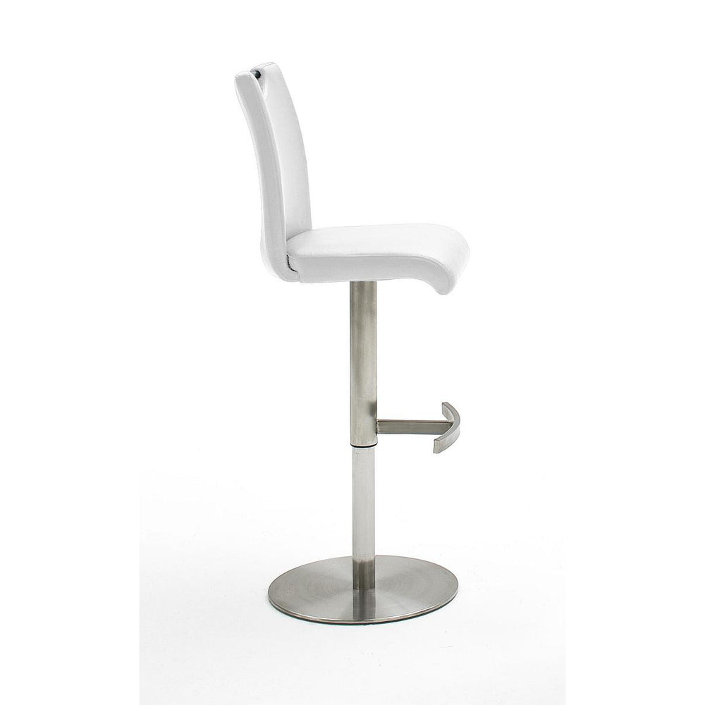 Barhocker Novello Soft Lederoptik weiß Gestell Edelstahl Alesie 9811-ALESIEPW