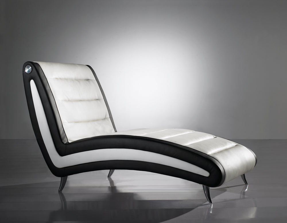 Swing Longchair Relaxliege Novello Soft Lederoptik weiß schwarz