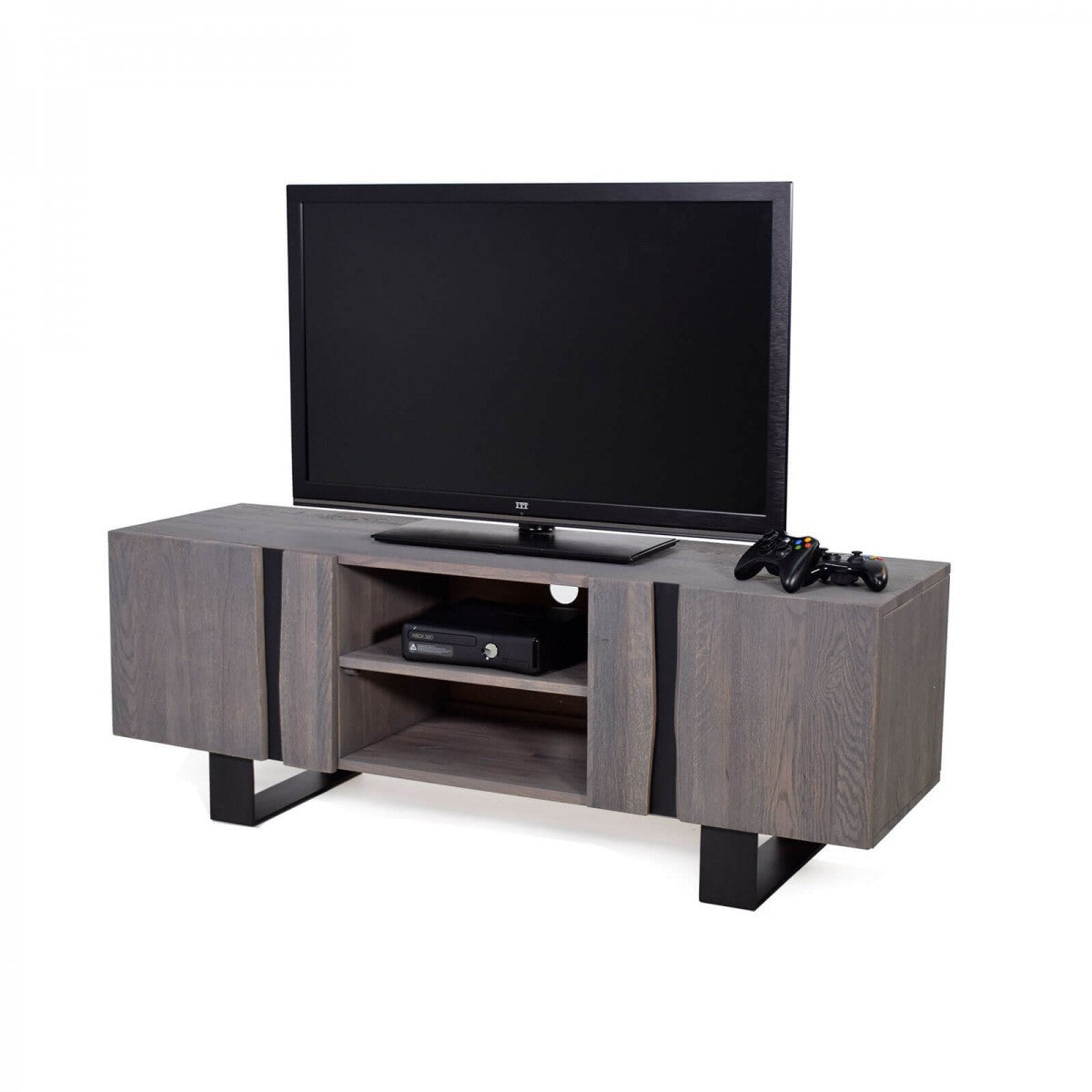 
                  
                    TV-Schrank Wildeiche massiv grau geölt / Metall Natural Shape
                  
                