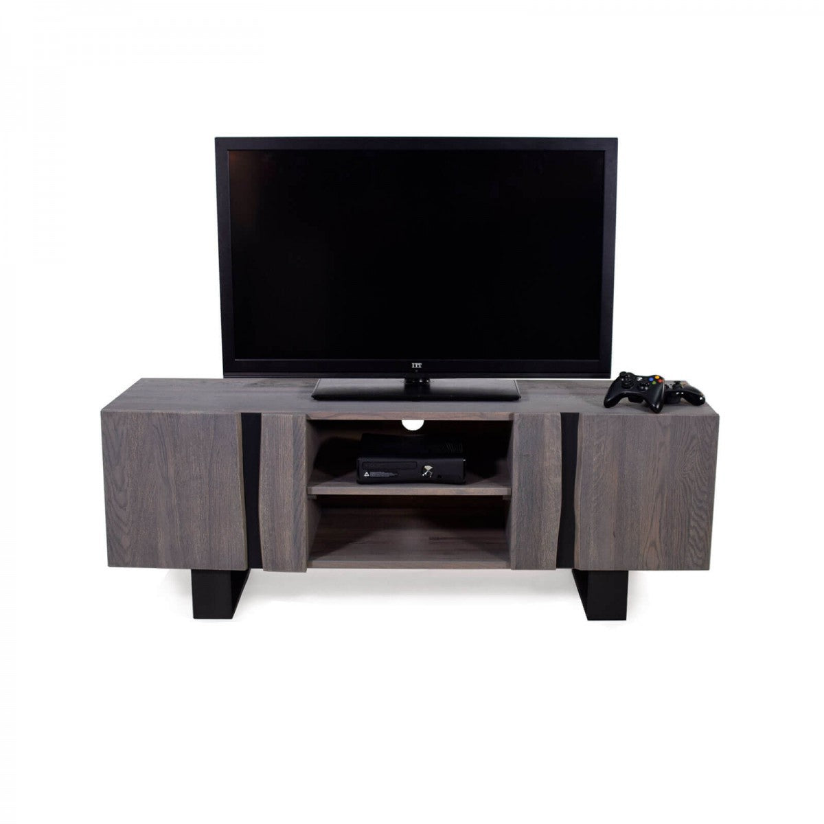 
                  
                    TV-Schrank Wildeiche massiv grau geölt / Metall Natural Shape
                  
                