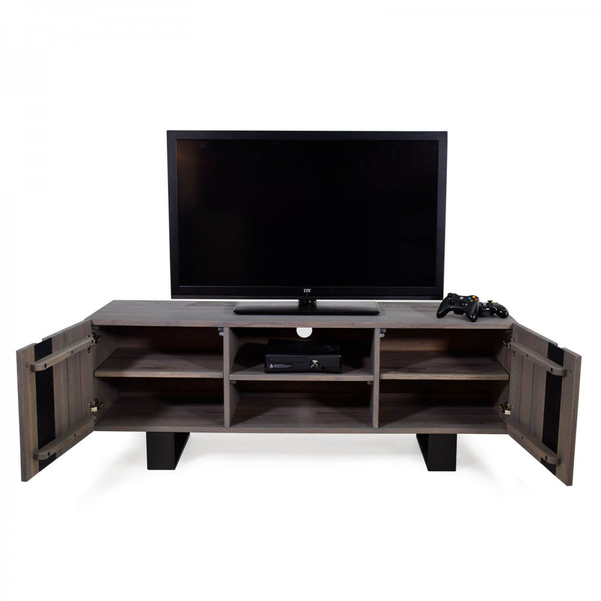 
                  
                    TV-Schrank Wildeiche massiv grau geölt / Metall Natural Shape
                  
                