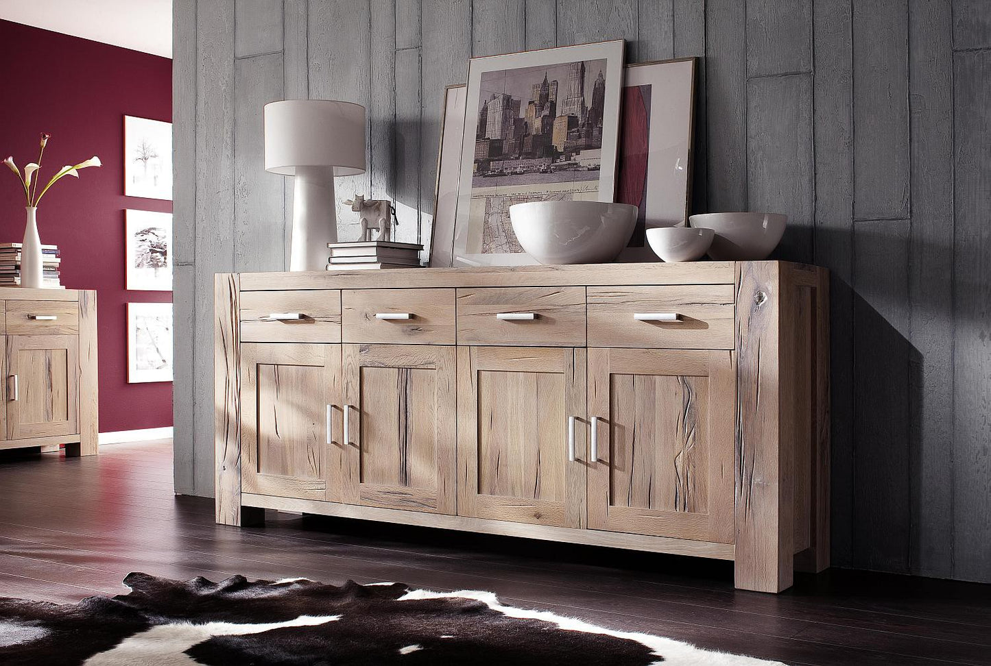
                  
                    Sideboard Eiche massiv Weiß gekälkt Braxton
                  
                