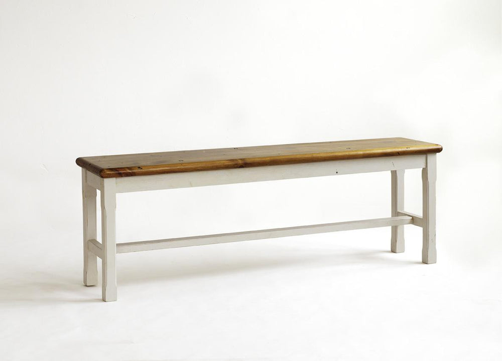 Sitzbank Kiefer massiv Weiß/Honig Landhausstil Bodde