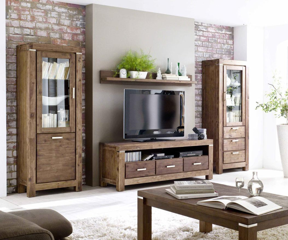 Wohnwand Akazie massiv braun 4 tlg. Victoria - 9840-1111190