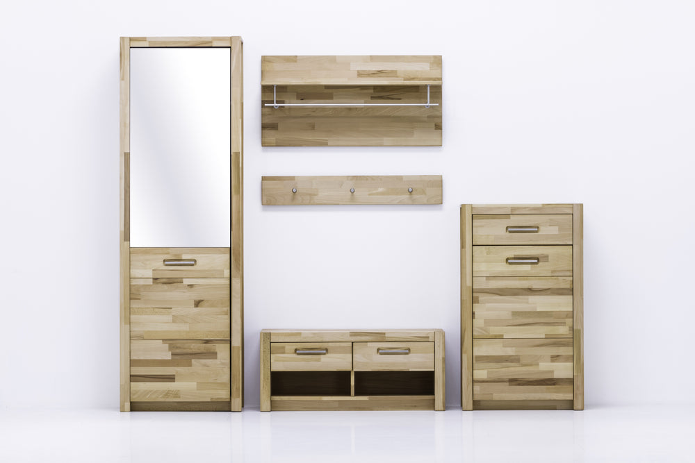 Garderobe 4tlg. Kernbuche massiv geölt Svenja