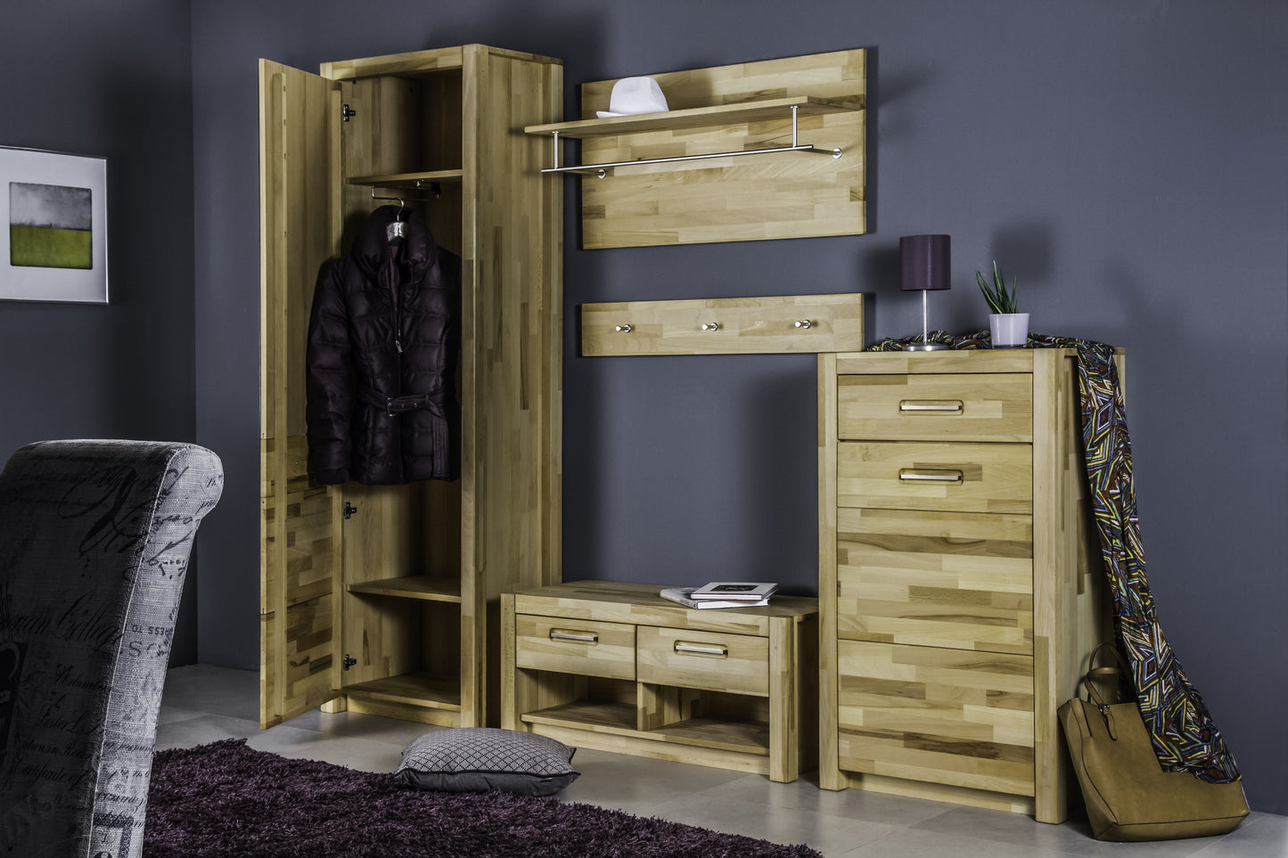 
                  
                    Garderobe 4tlg. Kernbuche massiv geölt Svenja
                  
                