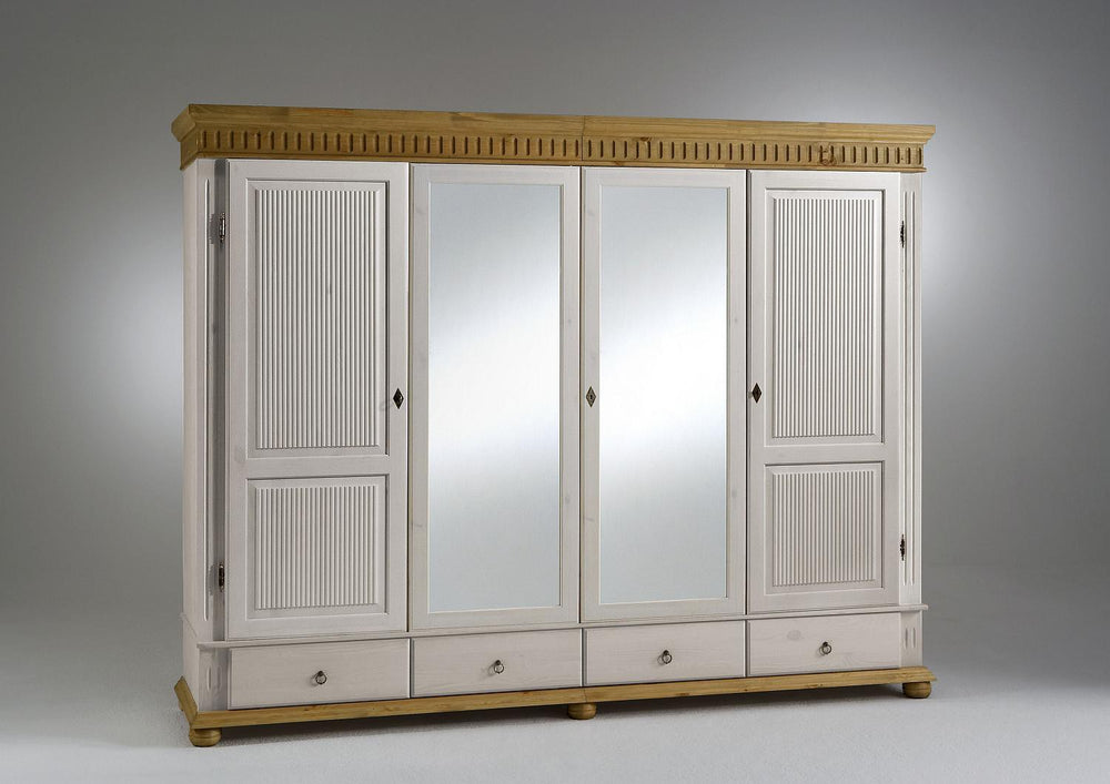 
                  
                    Schlafzimmer Kiefer massiv weiß lasiert 4 tlg. Landhausstil Helsinki
                  
                