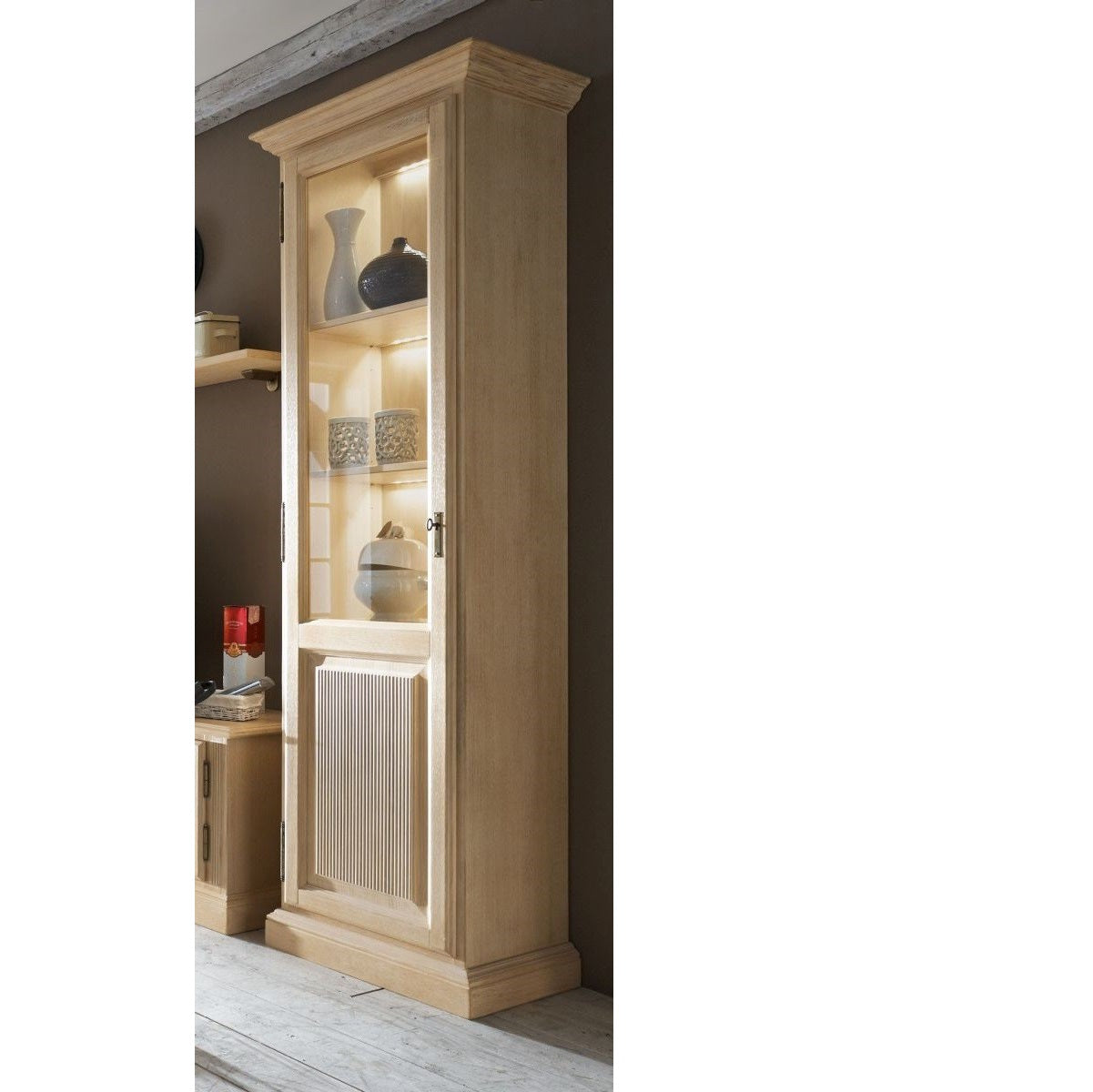 Vitrine Pinie massiv Cadiz | mediterranes Flair AMD MÖBEL 