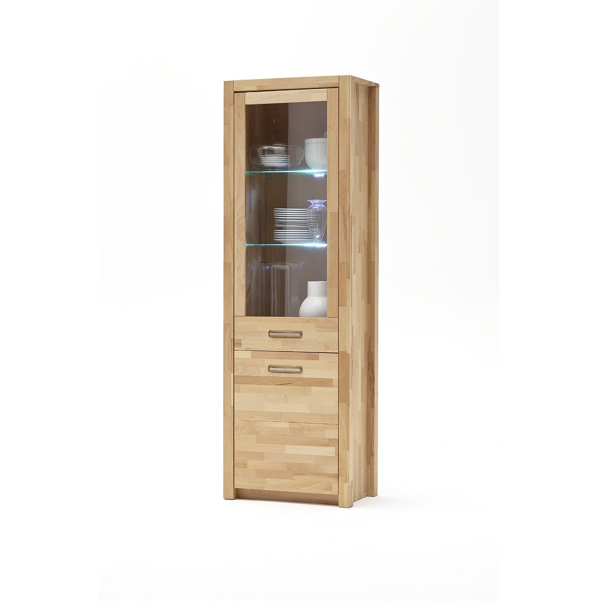 
                  
                    Vitrine Kernbuche massiv geölt keilverzinkt Anschlag rechts Svenja
                  
                
