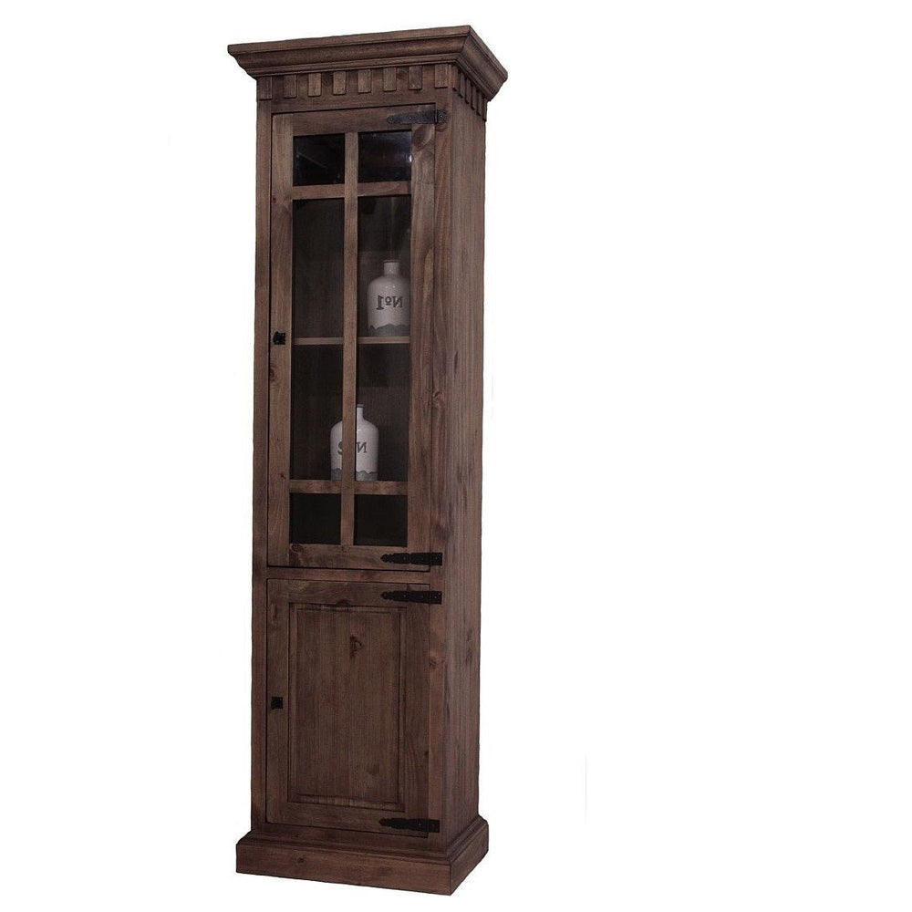 Vitrine 1-türig Pinie massiv Antikfinish - Finca