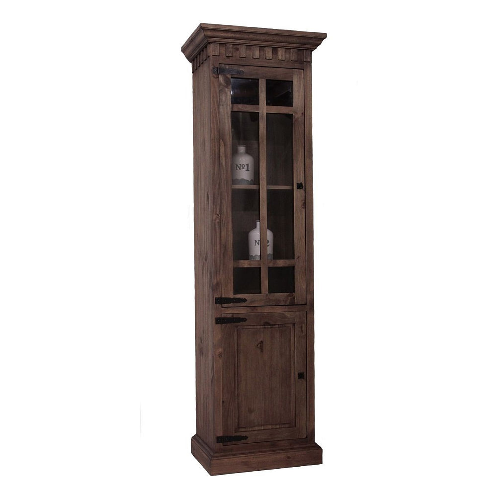 Vitrinenschrank 1-türig Pinie massiv Antikfinish Finca