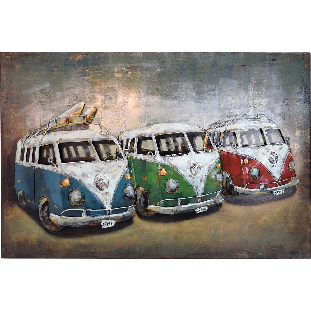 Metallbild VW Bulli 120 x 80 cm 3D Vintagelook / Industrialstyle