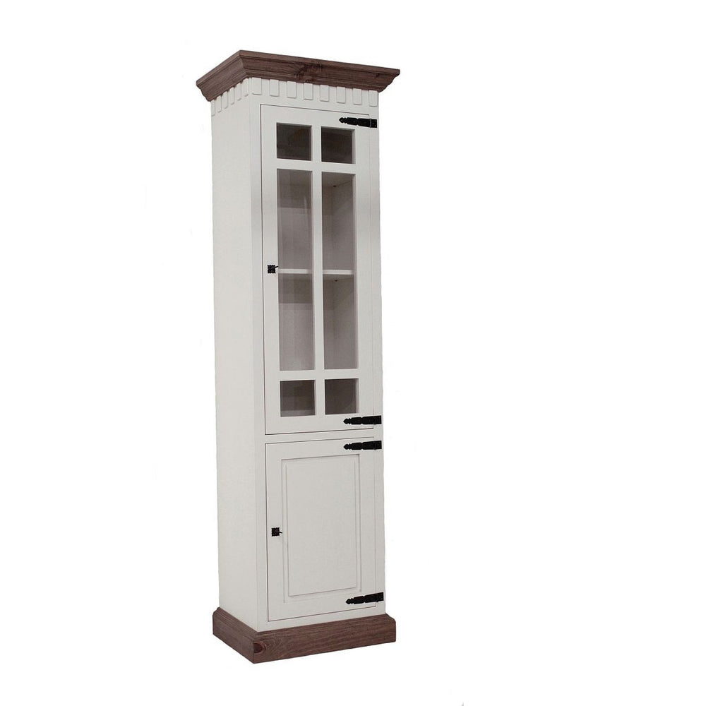 Vitrine Pinie massiv Antikfinish/Weiß Finca