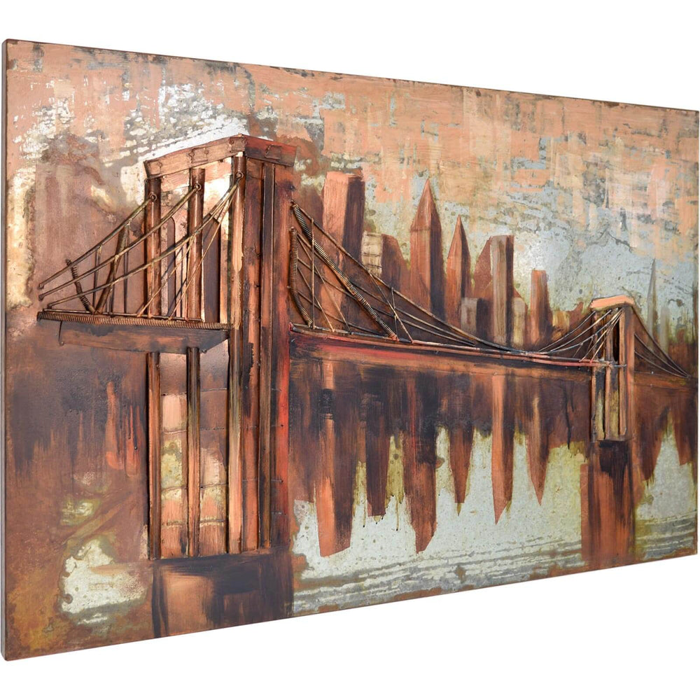 Metallbild Brooklyn Bridge 120 x 80 cm 3D Vintagelook / Industrialstyle