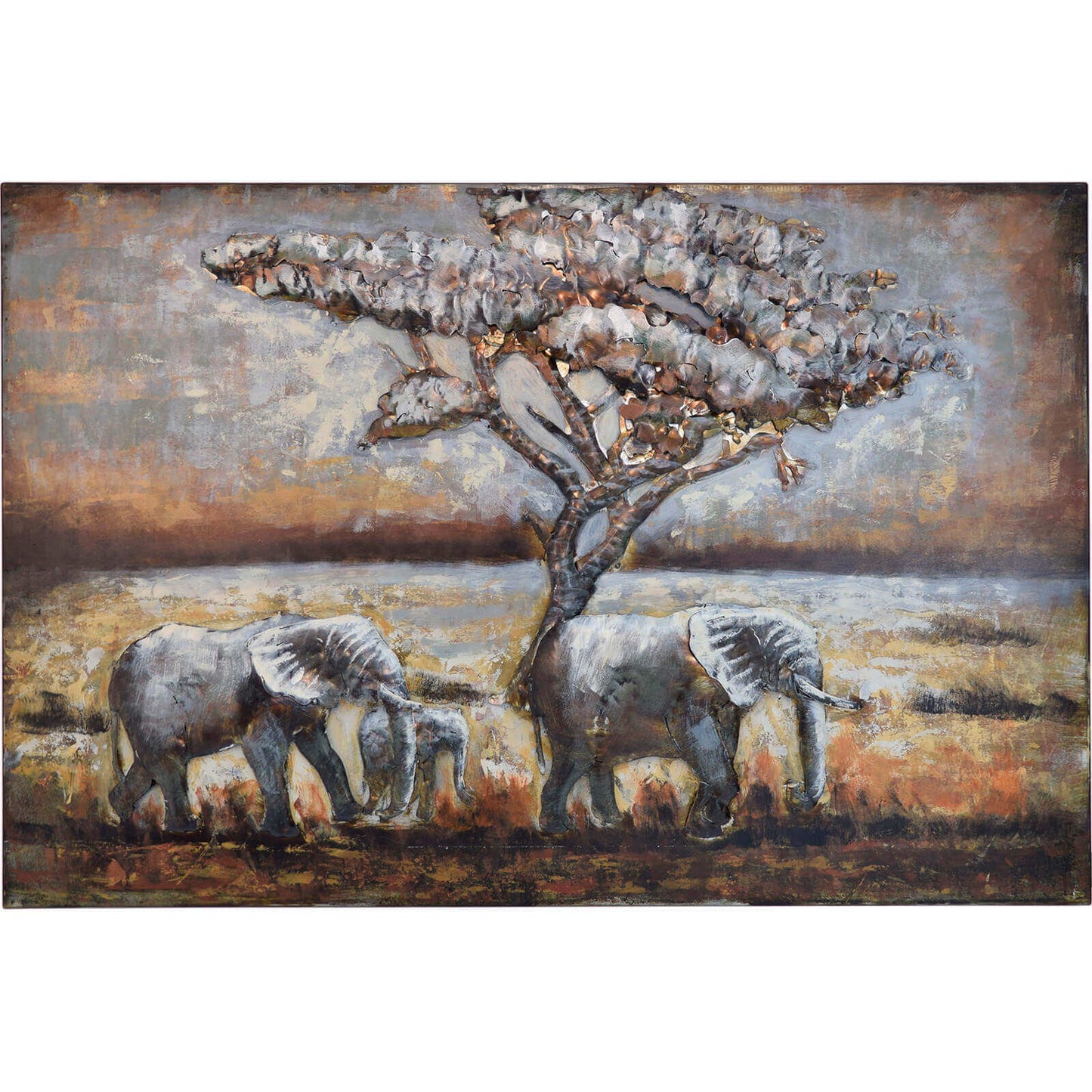 
                  
                    Metallbild Elefanten 120 x 80 cm 3D-Optik Vintagelook / Industrialstyle
                  
                