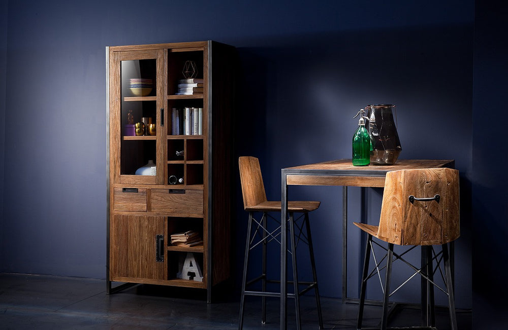 
                  
                    Vitrine Teakholz massiv / Metall Industrial-Style Sumatra
                  
                