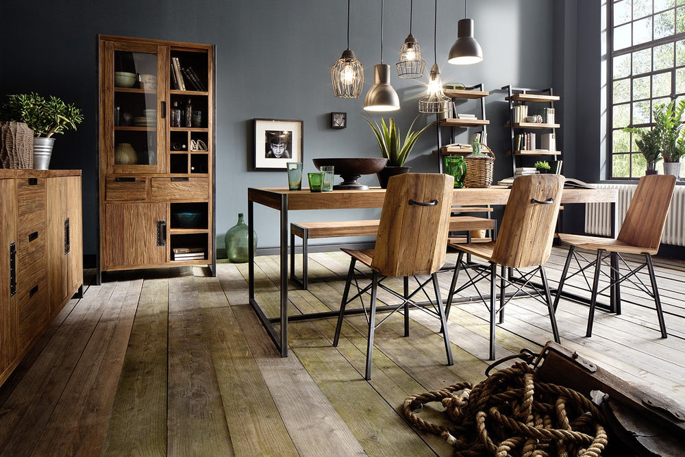 
                  
                    Vitrine Teakholz massiv / Metall Industrial-Style Sumatra
                  
                
