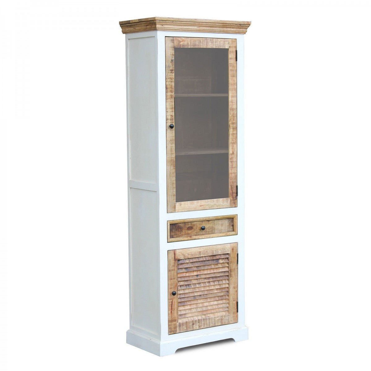 
                  
                    Vitrine Mango massiv weiß / braun Landhausstil Neron
                  
                