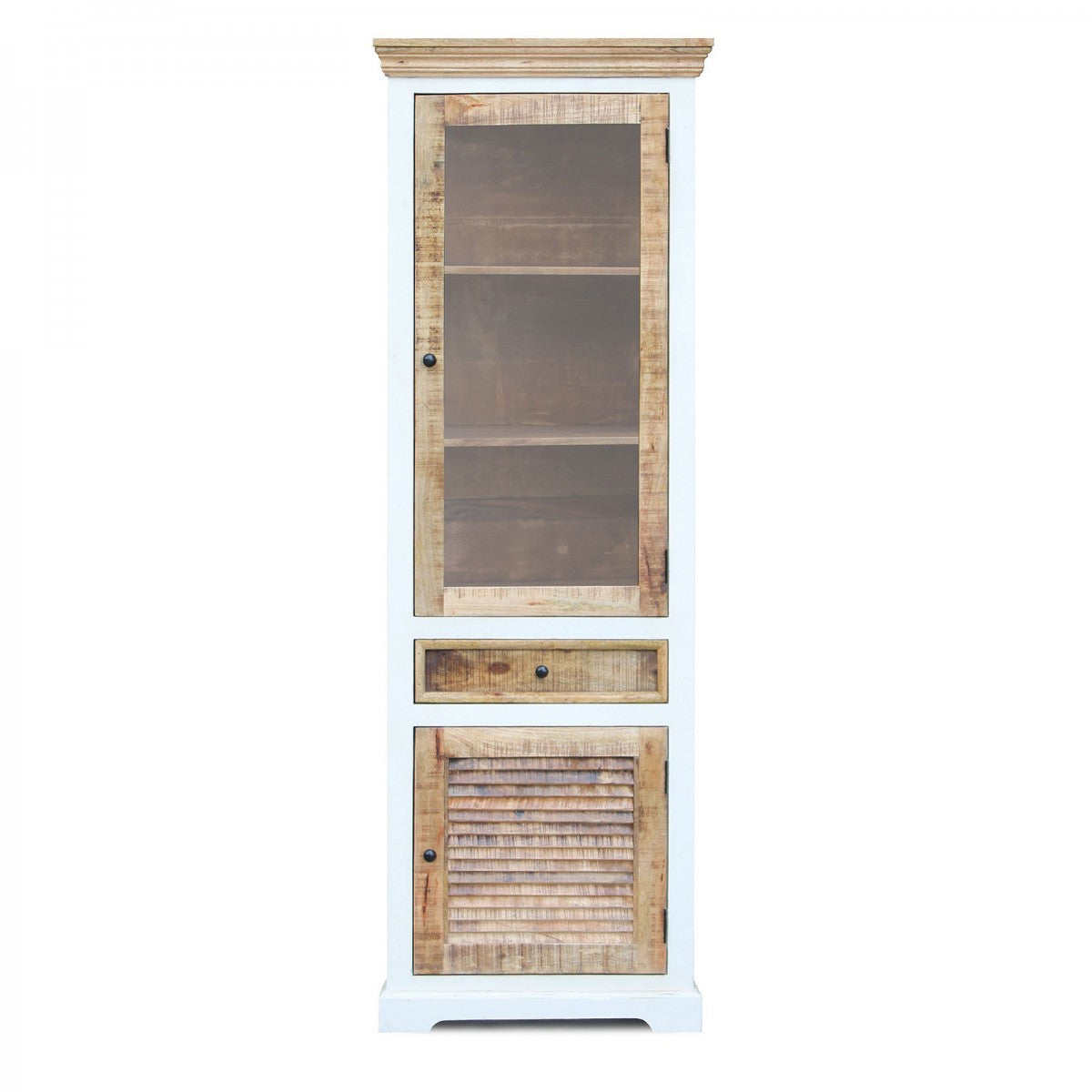 
                  
                    Vitrine Mango massiv weiß / braun Landhausstil Neron
                  
                