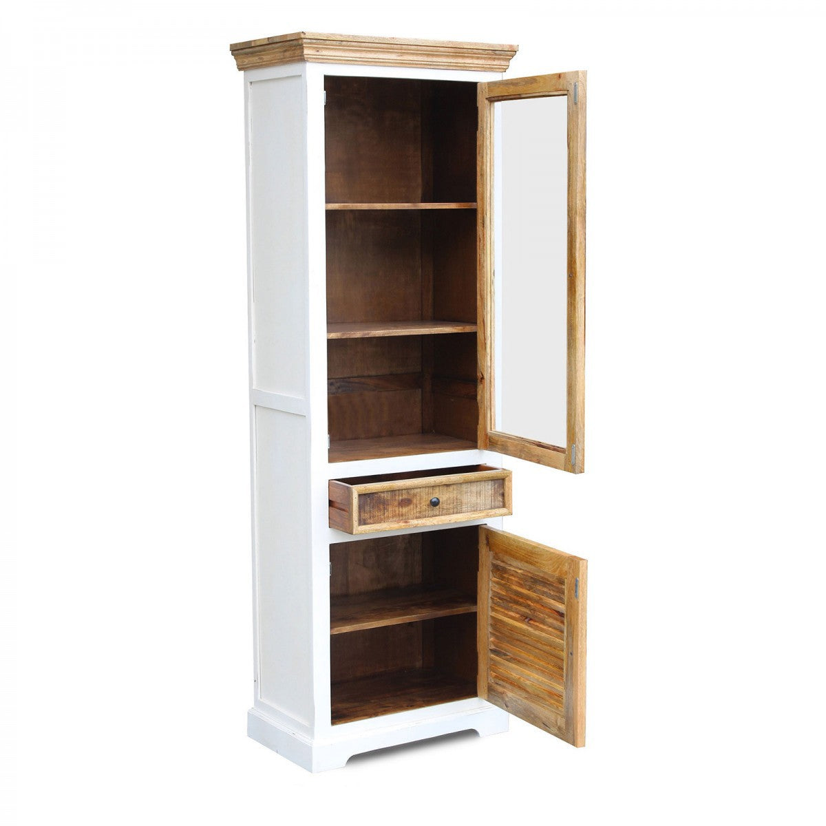 
                  
                    Vitrine Mango massiv weiß / braun Landhausstil Neron
                  
                