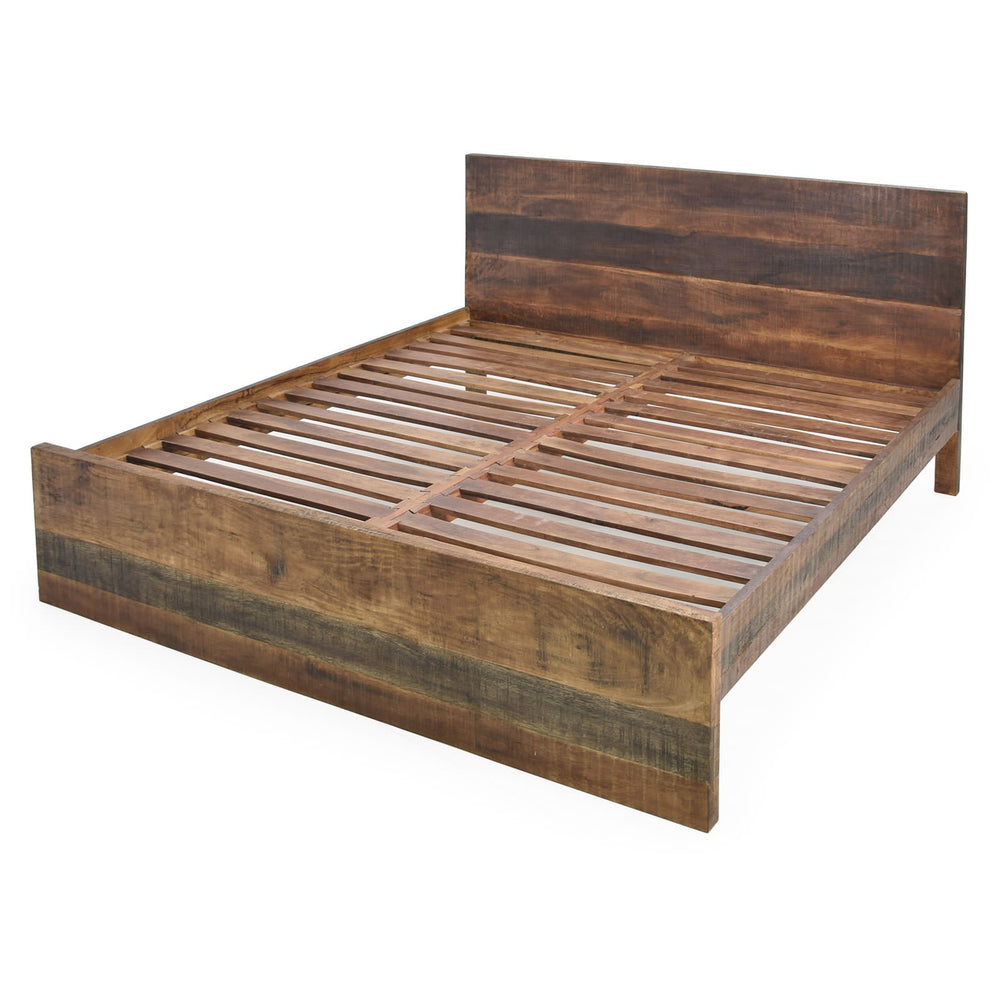 Doppelbett 193 x 203 cm Mango massiv Retro Vintagelook Kumasi