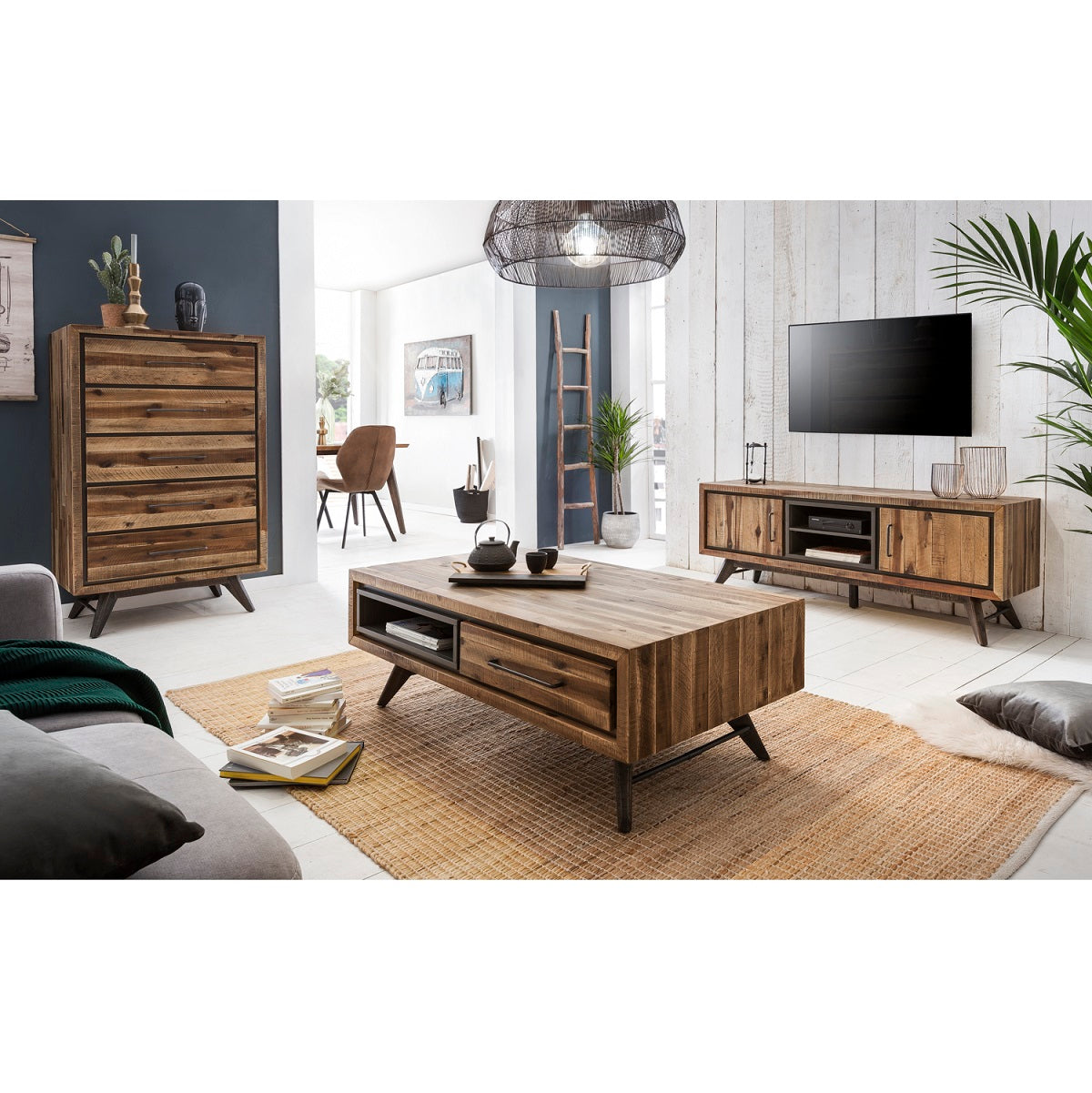 
                  
                    Highboard Akazie massiv / Metall Vintage-Look Tati
                  
                