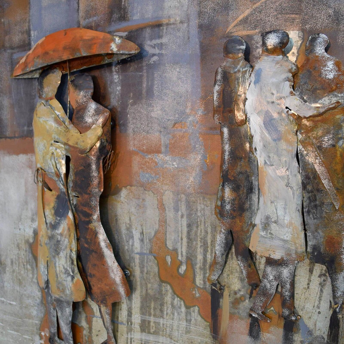 
                  
                    Metallbild Menschen im Regen 120 x 80 cm 3D-Optik Vintagelook / Industrialstyle
                  
                