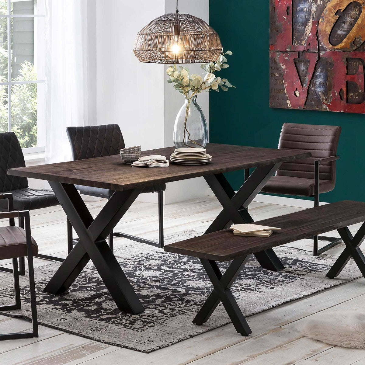 
                  
                    Esstisch 160 x 90 cm Akazie massiv / Metallgestell Industrialstyle Brandy
                  
                