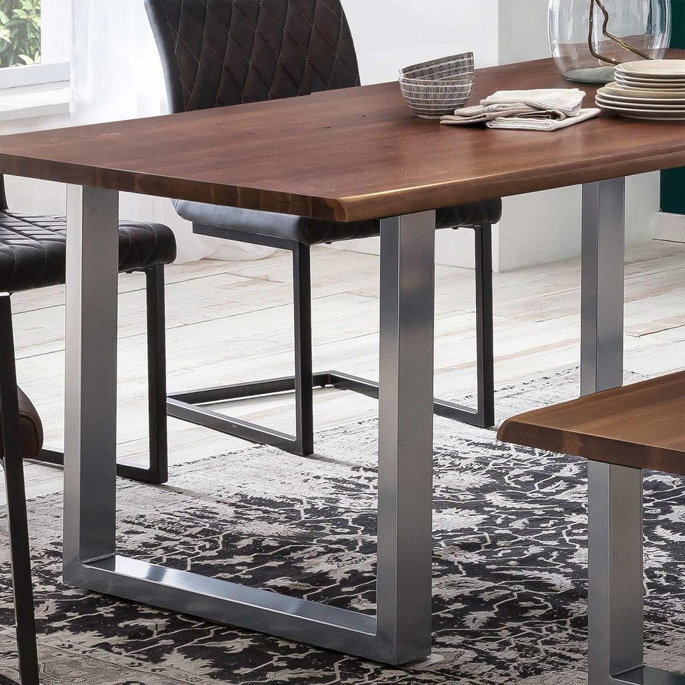 
                  
                    Esstisch 160 x 90 cm Akazie massiv smoked finish / Metall silbergrau Brandy
                  
                