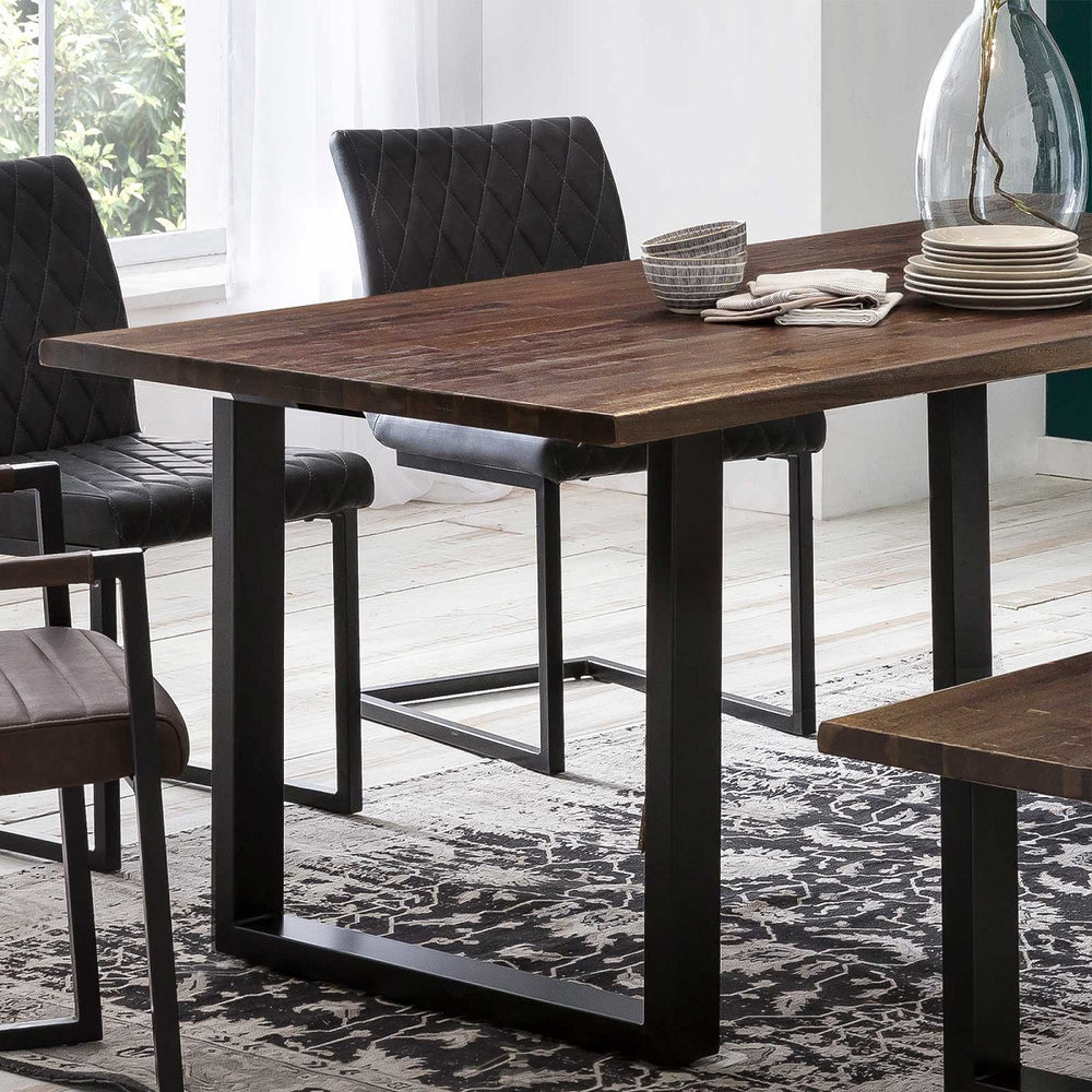 
                  
                    Esstisch 180 x 90 cm Akazie massiv braun / Metall schwarz Brandy
                  
                