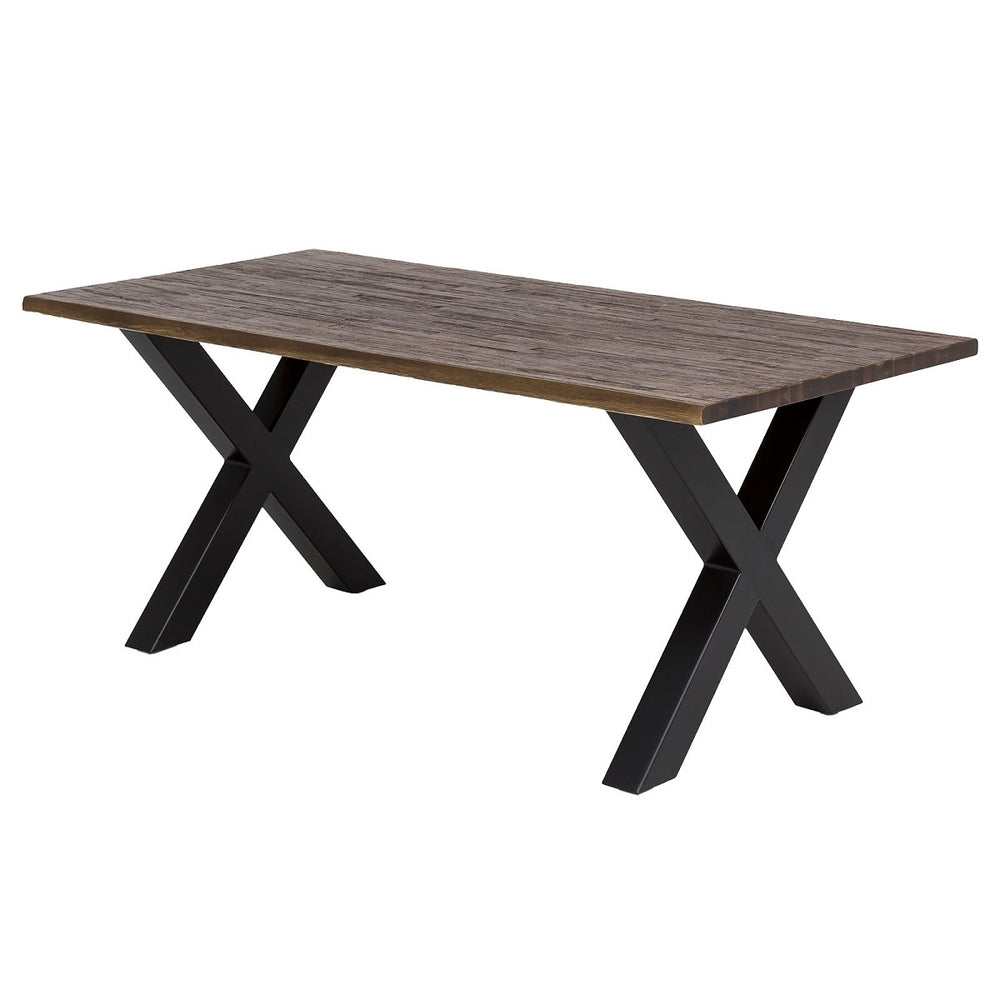 Esstisch 180 x 90 cm Akazie massiv braun / Metallgestell schwarz Brandy