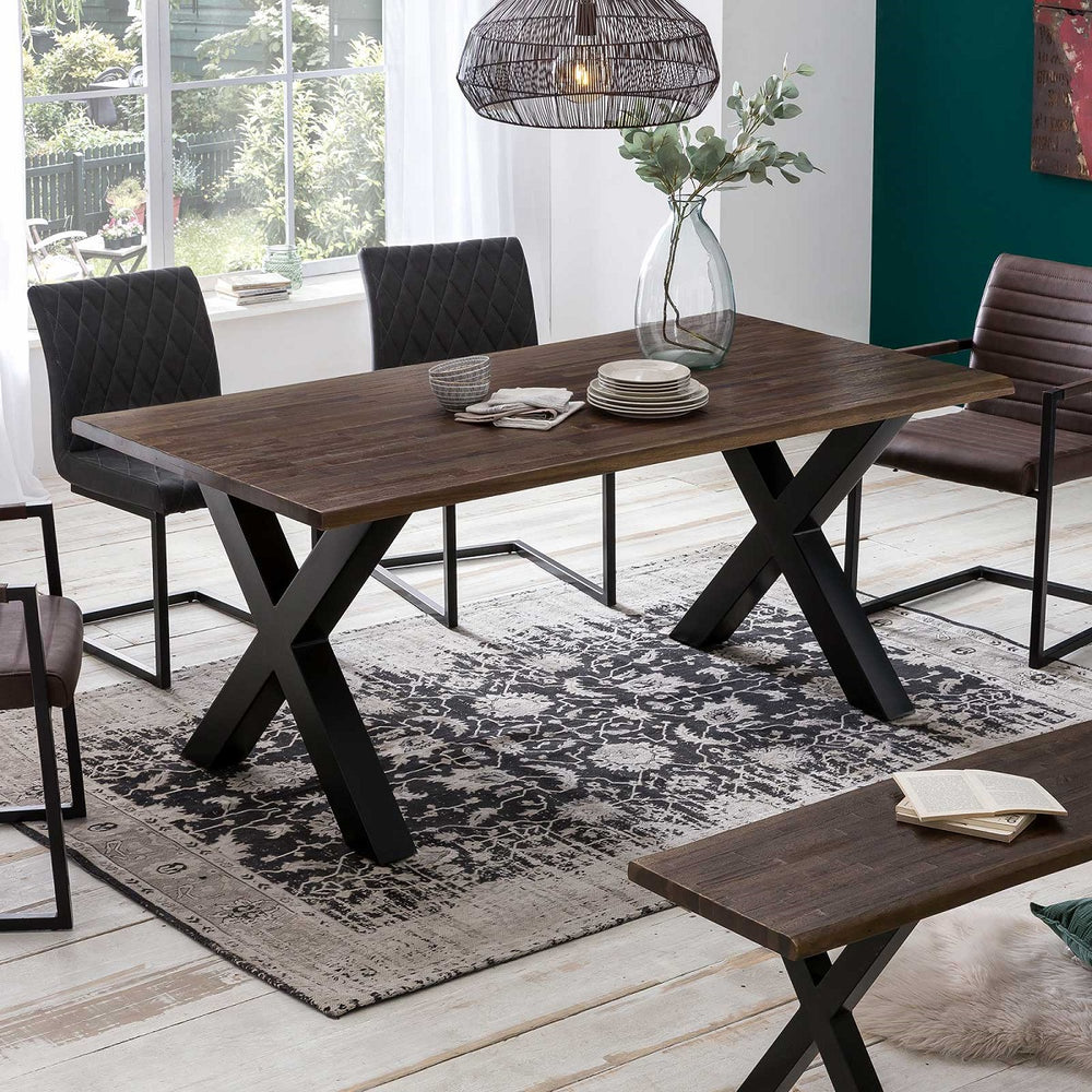 
                  
                    Esstisch 180 x 90 cm Akazie massiv braun / Metallgestell schwarz Brandy
                  
                