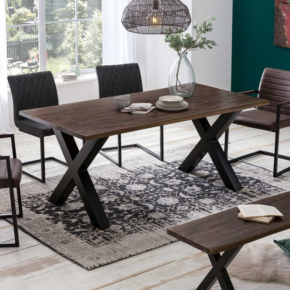
                  
                    Esstisch 180 x 90 cm Akazie massiv braun / Metallgestell schwarz Brandy
                  
                