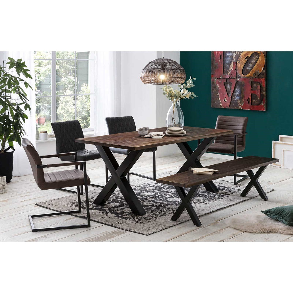 
                  
                    Esstisch 180 x 90 cm Akazie massiv braun / Metallgestell schwarz Brandy
                  
                