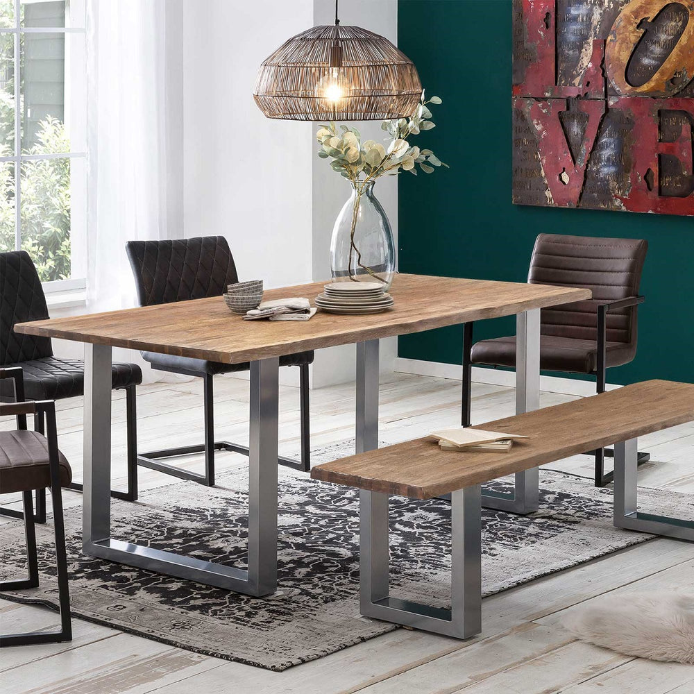 
                  
                    Sitzbank 180 cm Akazie massiv natural finish / Metall silbergrau Industrialstyle - Brandy
                  
                
