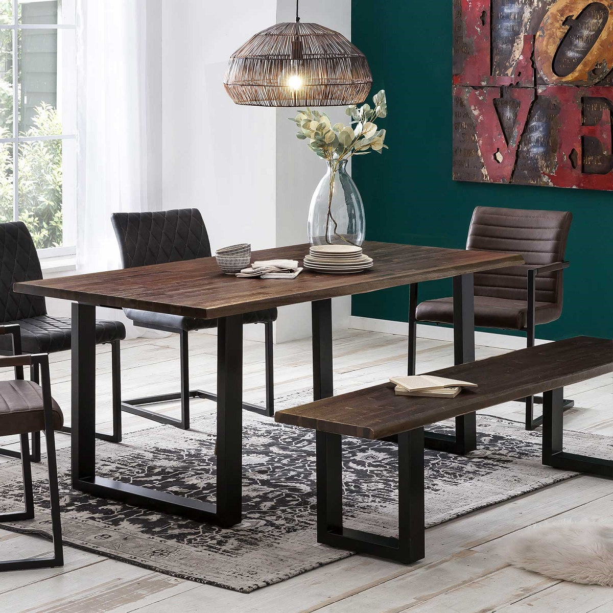 
                  
                    Sitzbank 200 cm Akazie massiv braun / Metall schwarz Industrialstyle - Brandy
                  
                
