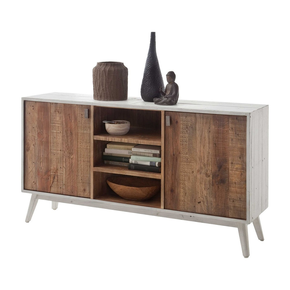Sideboard Recycle Kiefer massiv antik weiß lackiert - Maurus