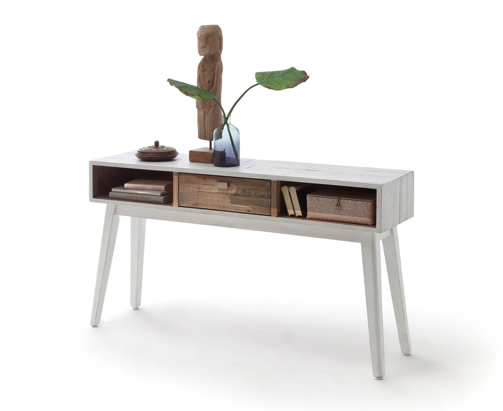 Kommode Recycle Kiefer massiv antik weiß lackiert - Maurus