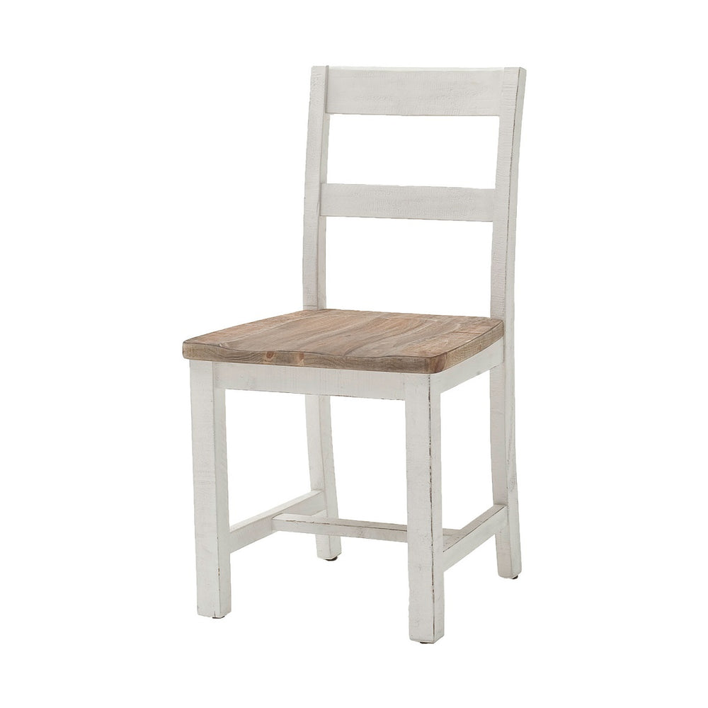 Stuhl-Set (2Stck) Recycle Kiefer massiv antik weiß lackiert - Maurus