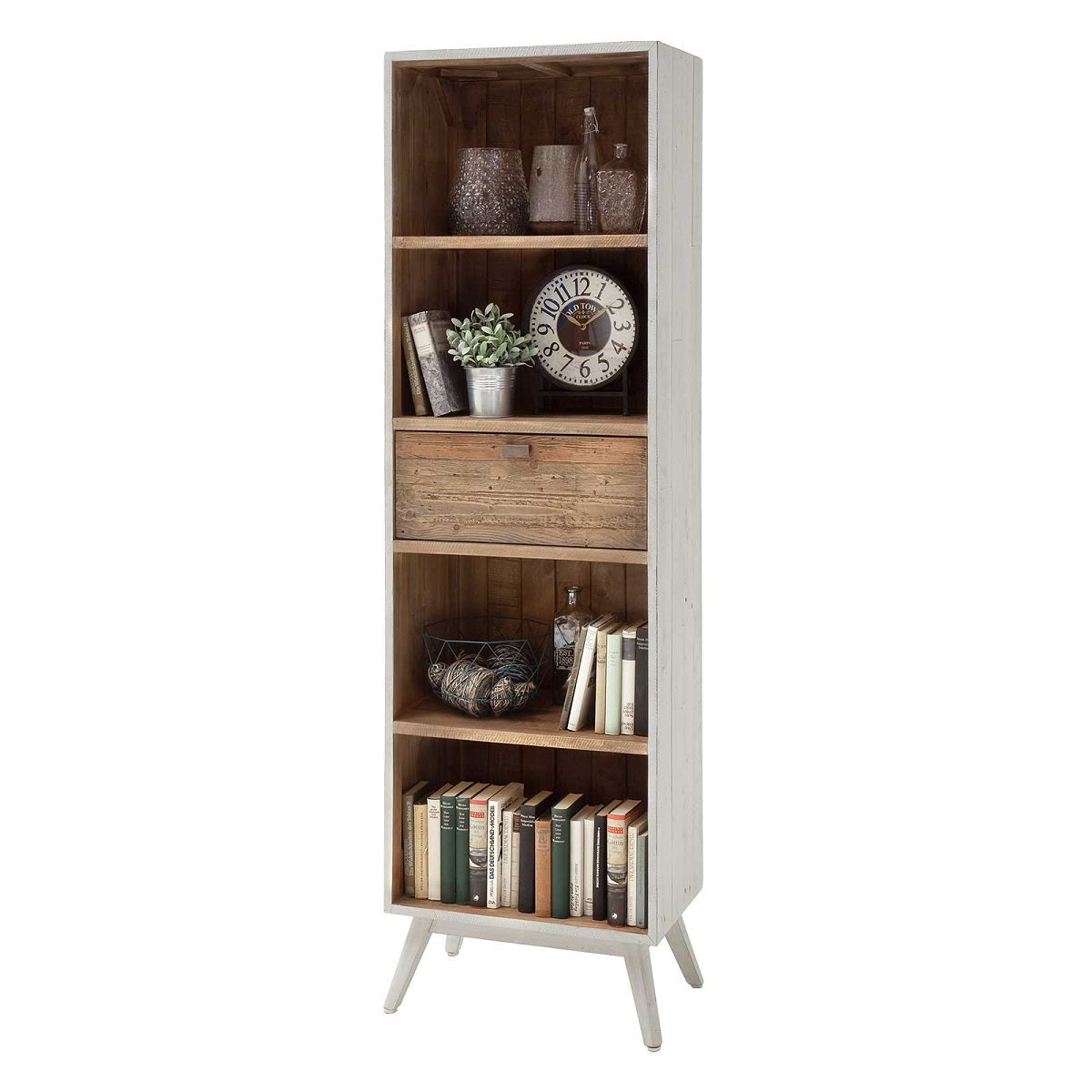 
                  
                    Standregal Recycle Kiefer massiv antik weiß lackiert - Maurus
                  
                