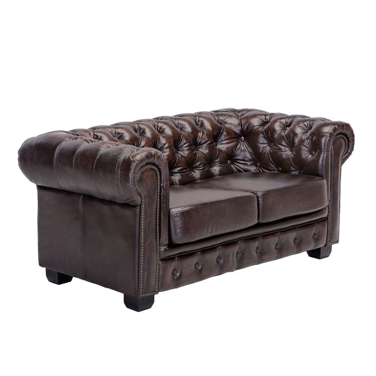 
                  
                    Sofa 2-sitzer Leder / Rindsleder antik braun Vintage Chesterfield
                  
                