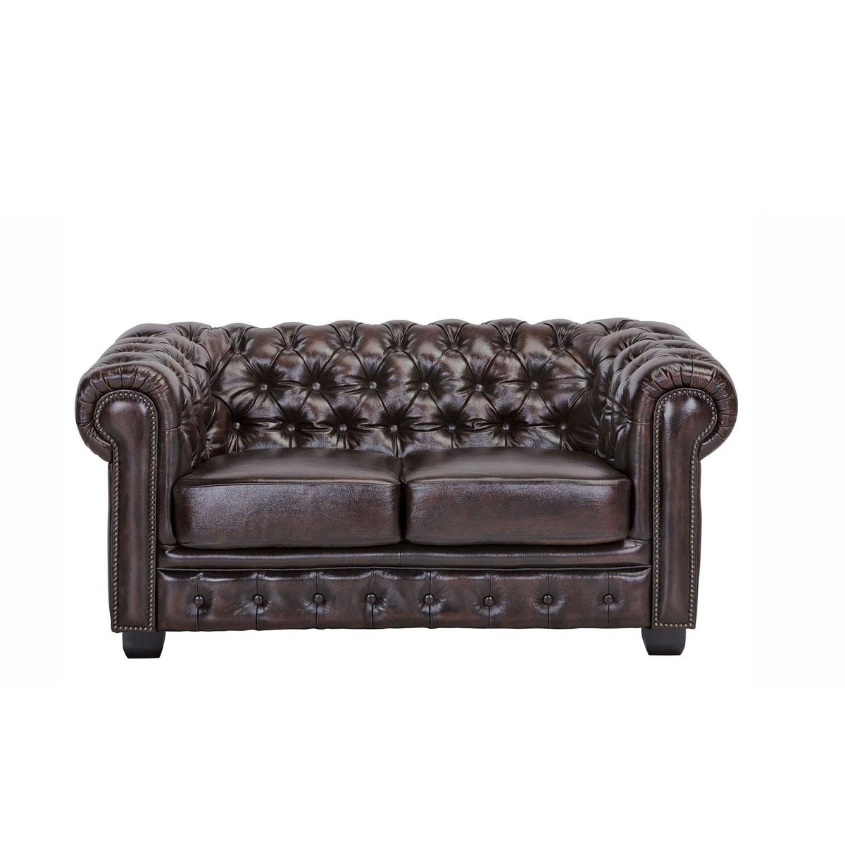 
                  
                    Sofa 2-sitzer Leder / Rindsleder antik braun Vintage Chesterfield
                  
                