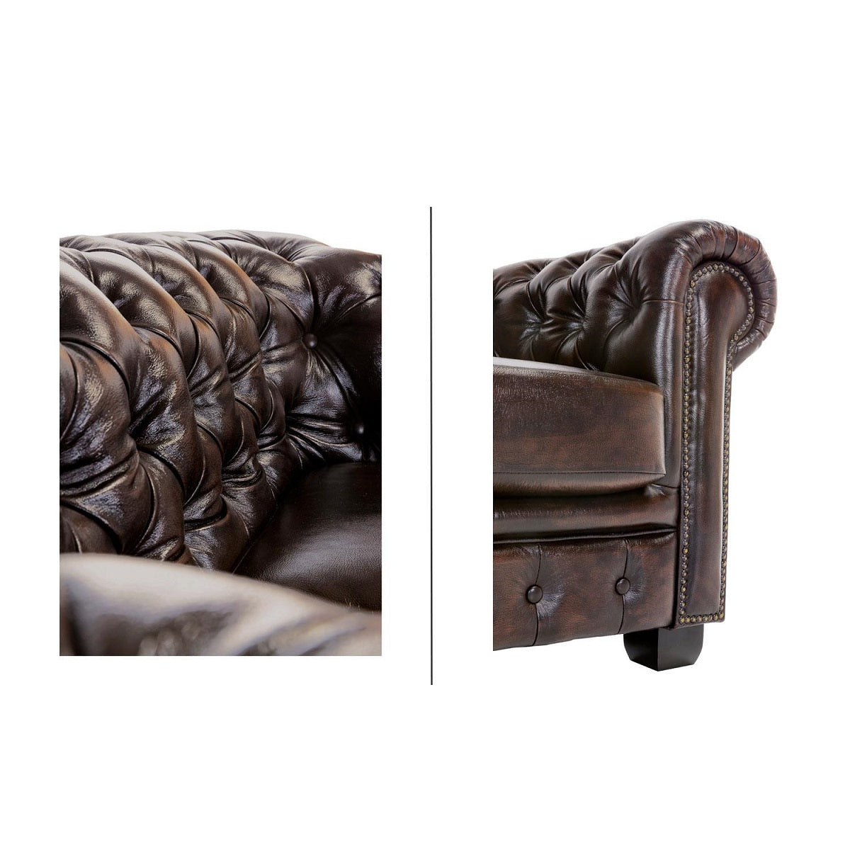 
                  
                    Sofa 2-sitzer Leder / Rindsleder antik braun Vintage Chesterfield
                  
                