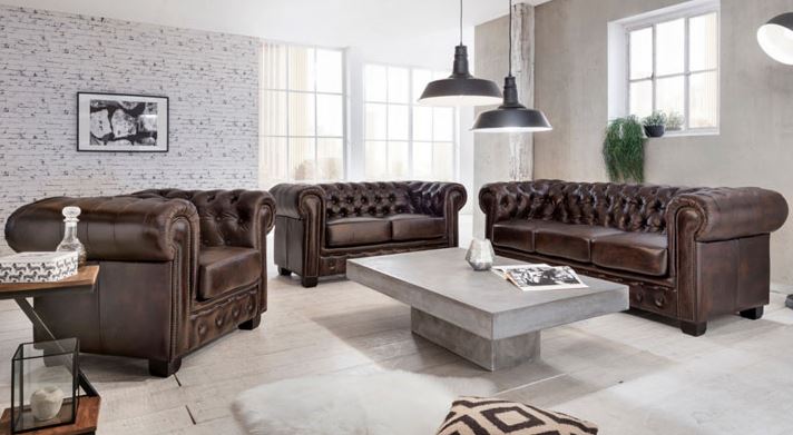 
                  
                    Sofa 2-sitzer Leder / Rindsleder antik braun Vintage Chesterfield
                  
                