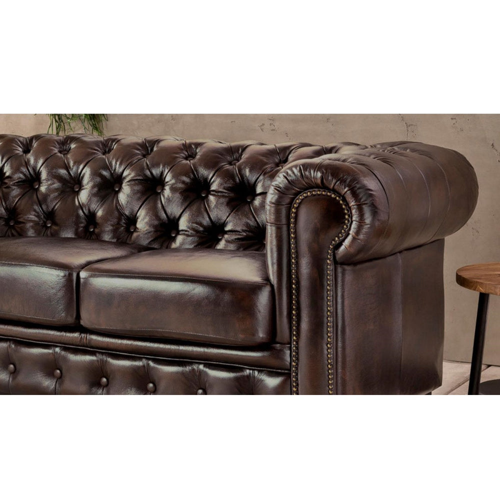 
                  
                    Sofa 3-sitzer Leder / Rindsleder antik braun Vintage Chesterfield
                  
                