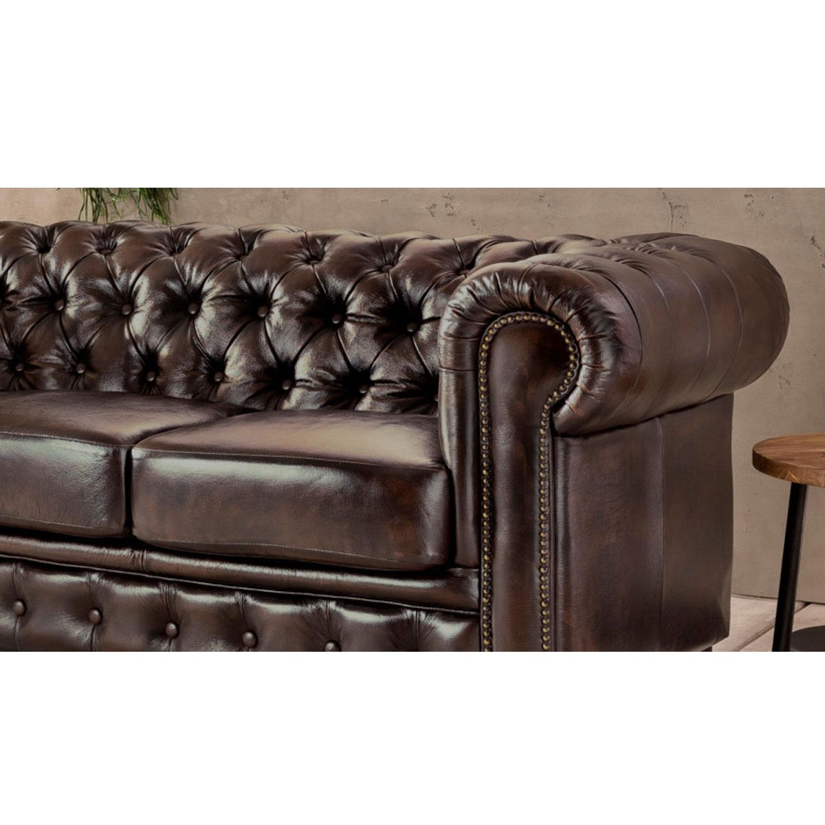 
                  
                    Sofa 3-sitzer Leder / Rindsleder antik braun Vintage Chesterfield
                  
                