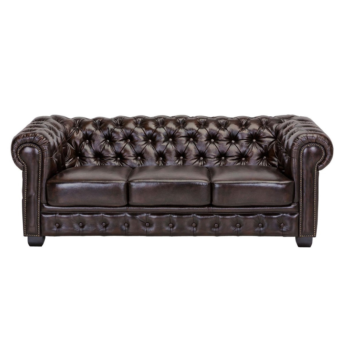 
                  
                    Sofa 3-sitzer Leder / Rindsleder antik braun Vintage Chesterfield
                  
                