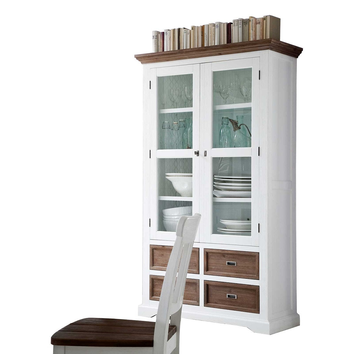 
                  
                    Vitrine Akazie massiv weiß / cappuccino Landhaus Fleur
                  
                