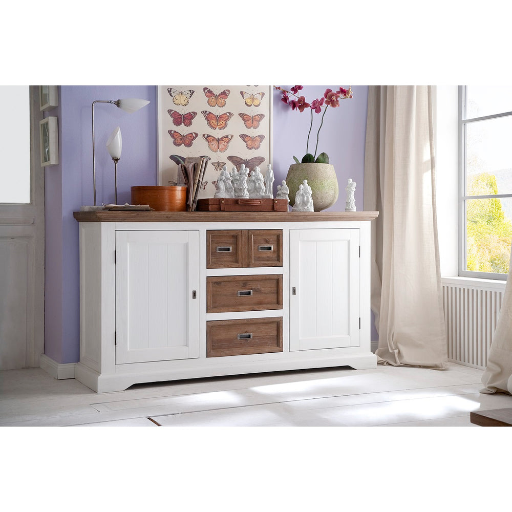 Sideboard Akazie massiv weiß / cappuccino Landhaus Fleur